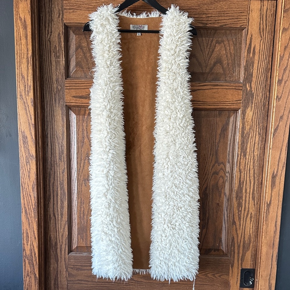 Faux Fur Vest in Cream and Tan